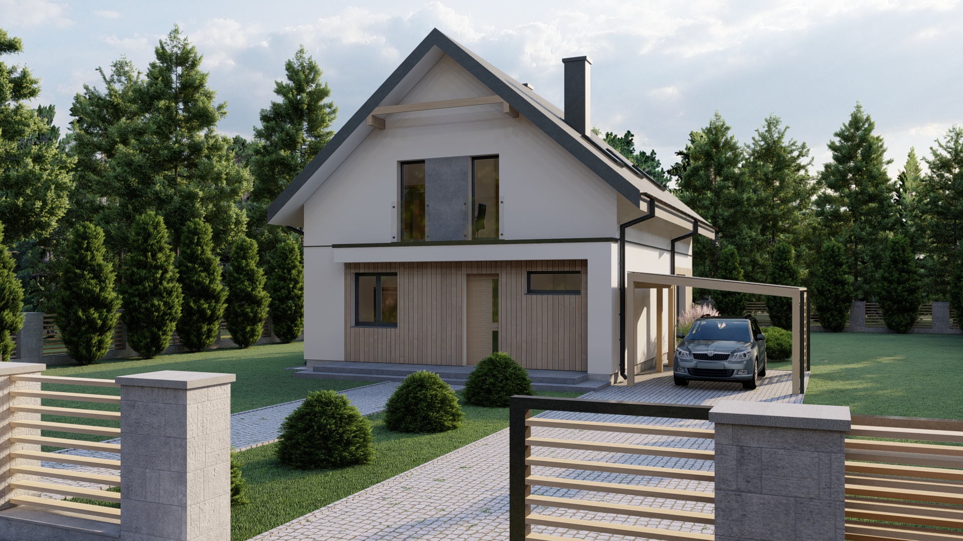 Dom na Jodłowej — wizualizacja projektu domu, widok 2