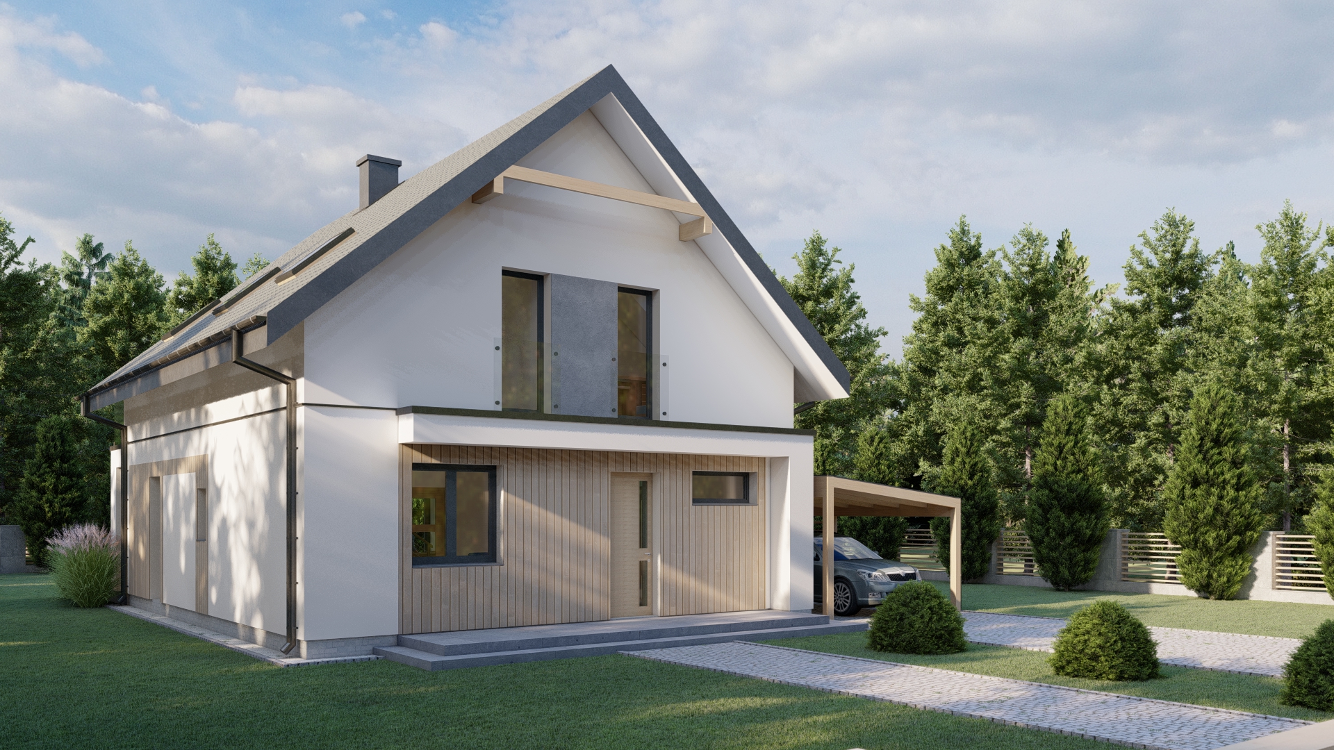 Dom na Jodłowej — wizualizacja projektu domu, widok 3