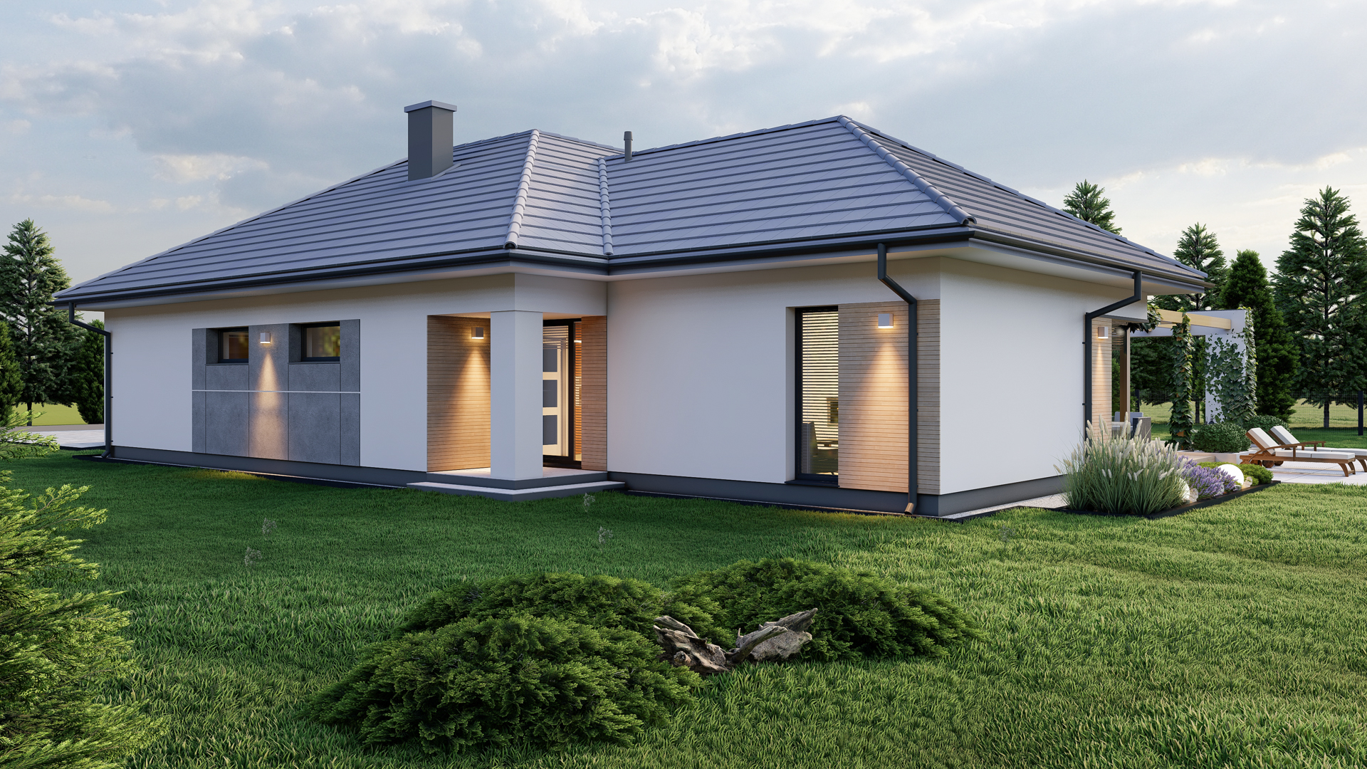 Dom na Platynowej — wizualizacja projektu domu, widok 3