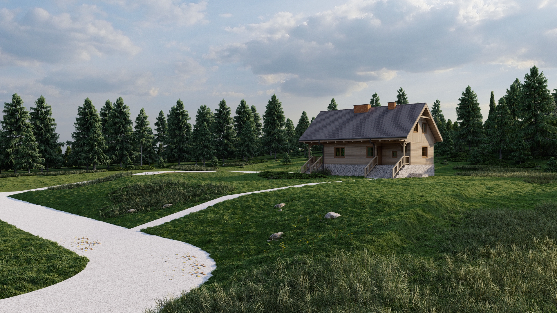 Dom na Sosnowej — wizualizacja projektu domu, widok 3